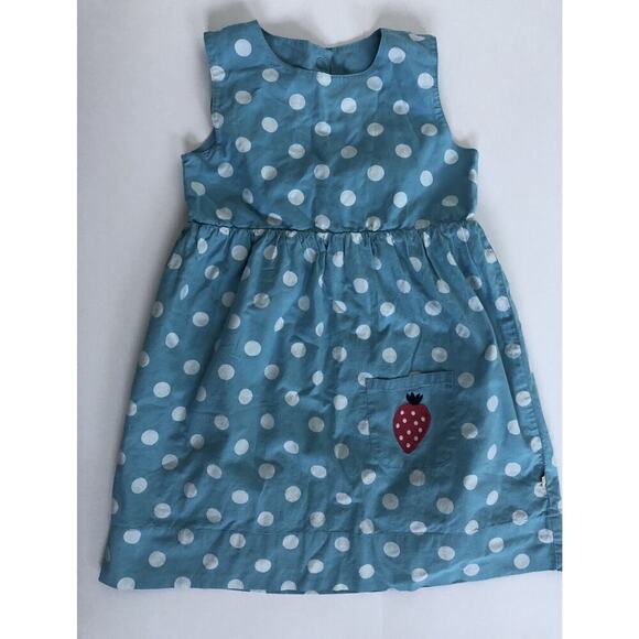 4-5y Frugi Reversible Blue Polka Dot With Strawberry - Picture 4 of 8